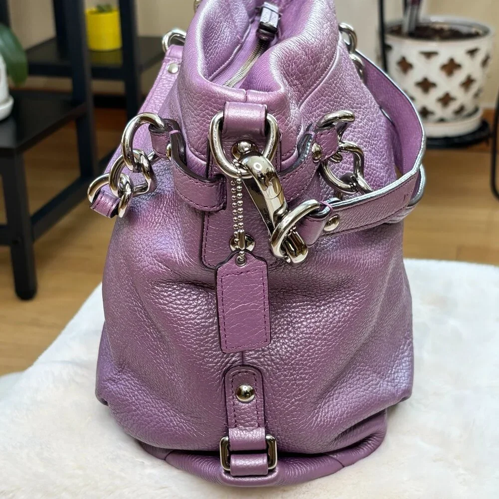 Coach Brooke Convertible Purple Soft Pebbled Leather Hobo/Shoulder Bag - Picture 4 of 16